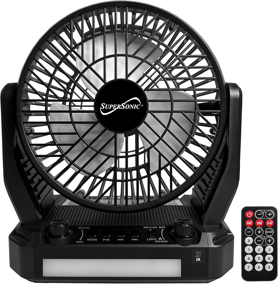 HIGH POWER FAN UNIT & BATTERY×２ セット Amazon.com: Supersonic SC-1076ERF Solar Powered Portable Fan with